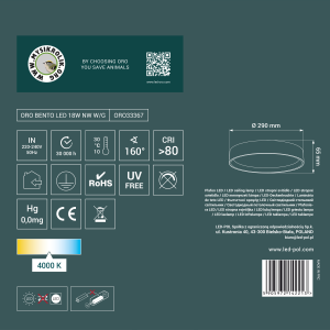 Plafon dekoracyjny LED BENTO 18W 4000K W/G ORO33367