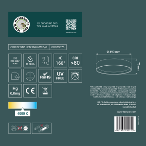 Plafon dekoracyjny LED BENTO 36W 4000K BG ORO33376