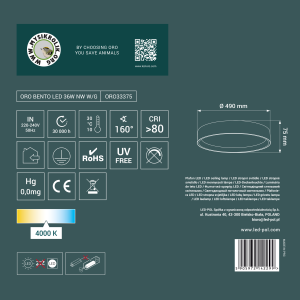 Plafon dekoracyjny LED BENTO 36W 4000K WG ORO33375