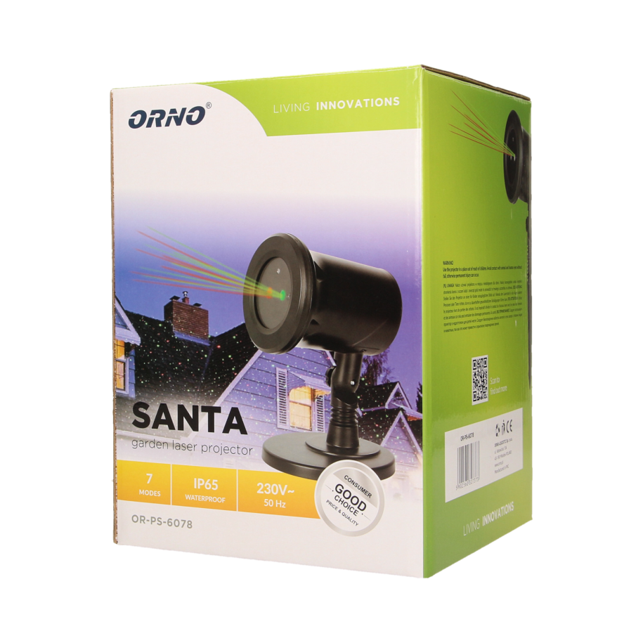 Projektor laserowy 3D SANTA, IP65, 7 trybów