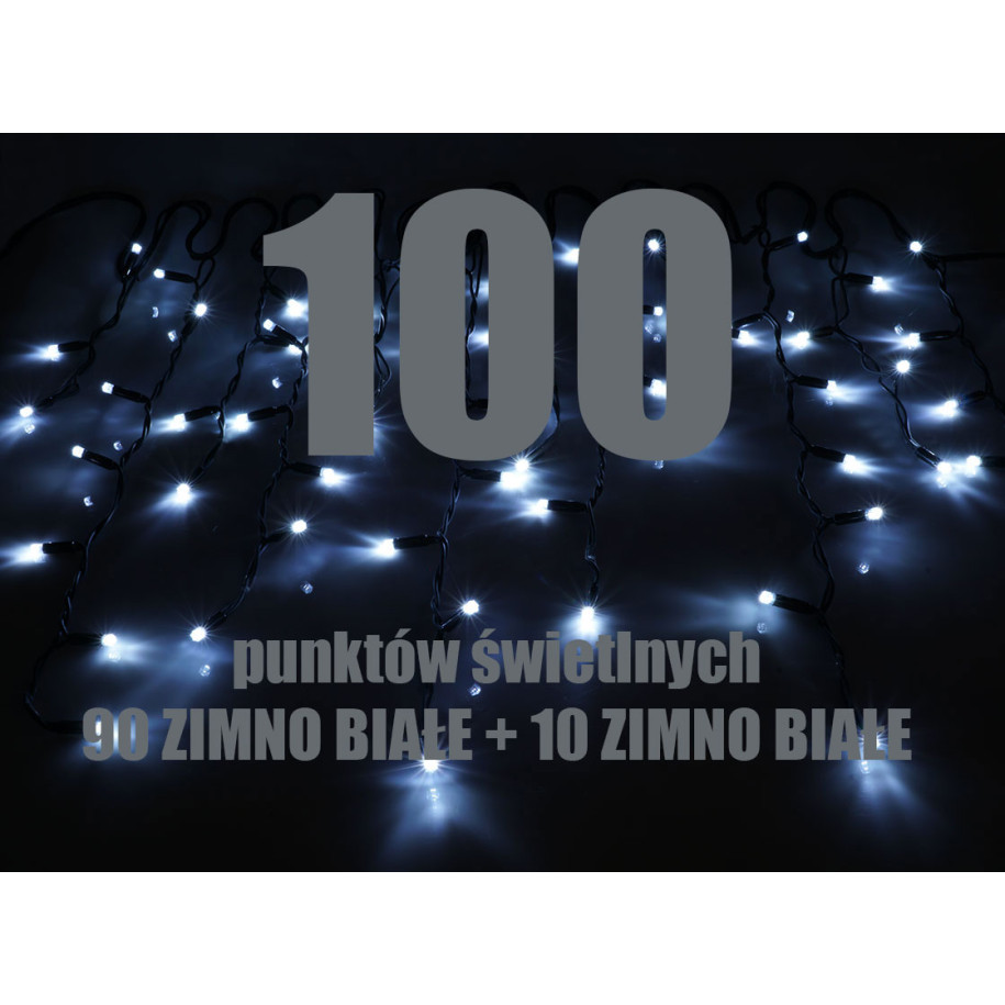Lampki zewnętrzne sople LZS-LED-FLASH-100G zimnobiałe z zimnym flashem LZS-LED-100G ZB/FLASH ZB