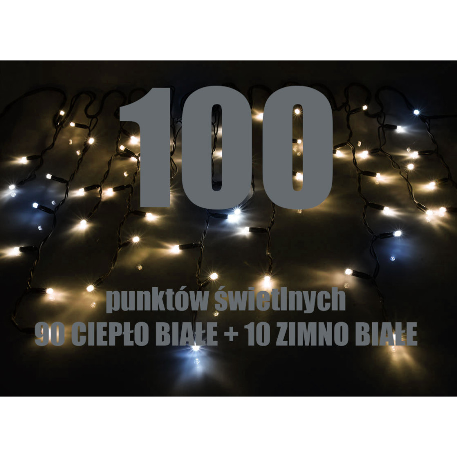 Lampki zew. sople LZS-LED-FLASH ciepłobiałe z zimnym flashem LZS-LED-100G CB/FLASH ZB