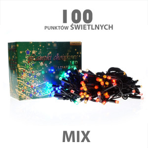 Lampki choinkowe LED zewnętrzne sople 100 sztuk z dodatkowym gniazdem LZS-LED100G mix LZS-LED-100G MIX