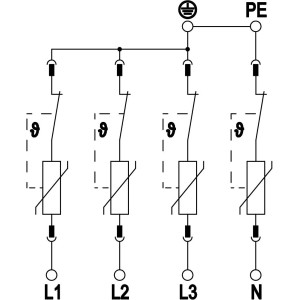 Ogranicznik przepięć B+C Typ 1+2 4P 12,5kA 280V V50-4-280 5093513