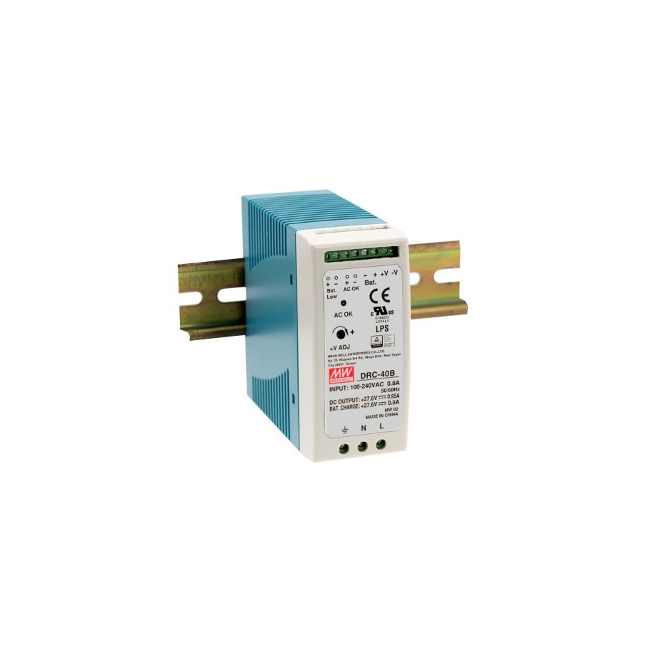 Zasilacz buforowy na szynę DIN DRC-40B, 27.6/27.6 V, 0.95 A, 40 W Mean Well