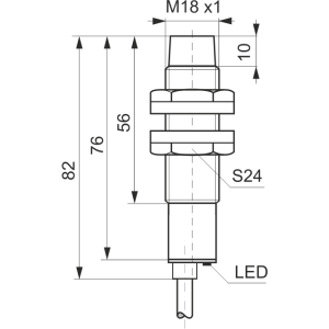 Czujnik indukcyjny PCID8ZP, M18 Sn-8mm, 10-30V DC, PNP NO, czoło niewbudowane, 3-przew. kabel 2m, mosiądz nikl. L82mm
