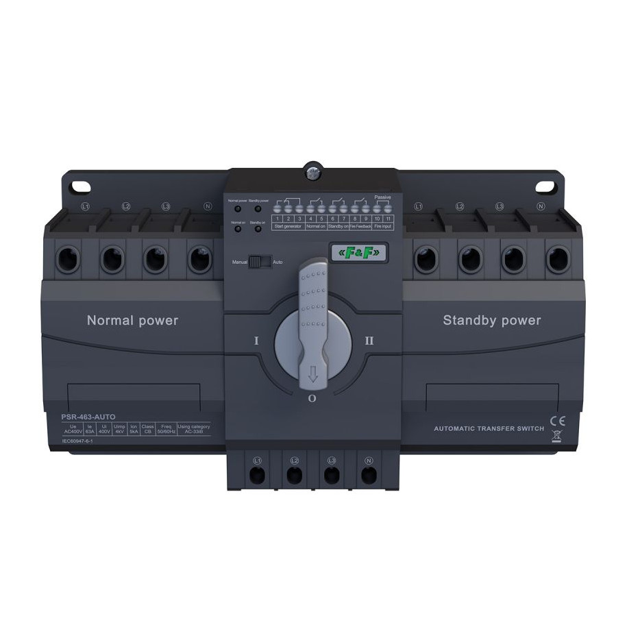 Przełącznik automatyczny I-0-II (sieć-agregat) 4P 63A PSR-463-AUTO