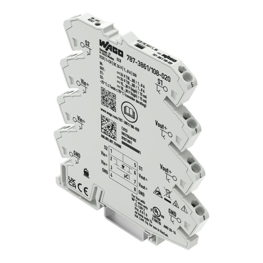 Elektroniczny wyłącznik nadprądowy 1-8 A konfigurowalny 24 V DC 1-kanałowy 787-3861/108-020