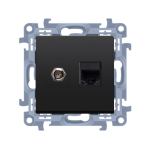 Gniazdo antenowe typu F + RJ45 kat.5e czarny mat CASFRJ455.01/49