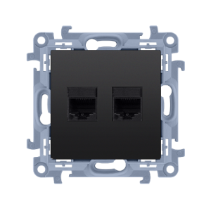 Gniazdo komputerowe podwójne RJ45 kat. 5e czarny mat C52.01/49