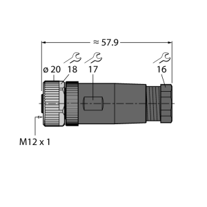 B8181-0 Złącze rozbieralne M12, żeńskie, proste, 8-pinowe, terminal śrubowy 6904605