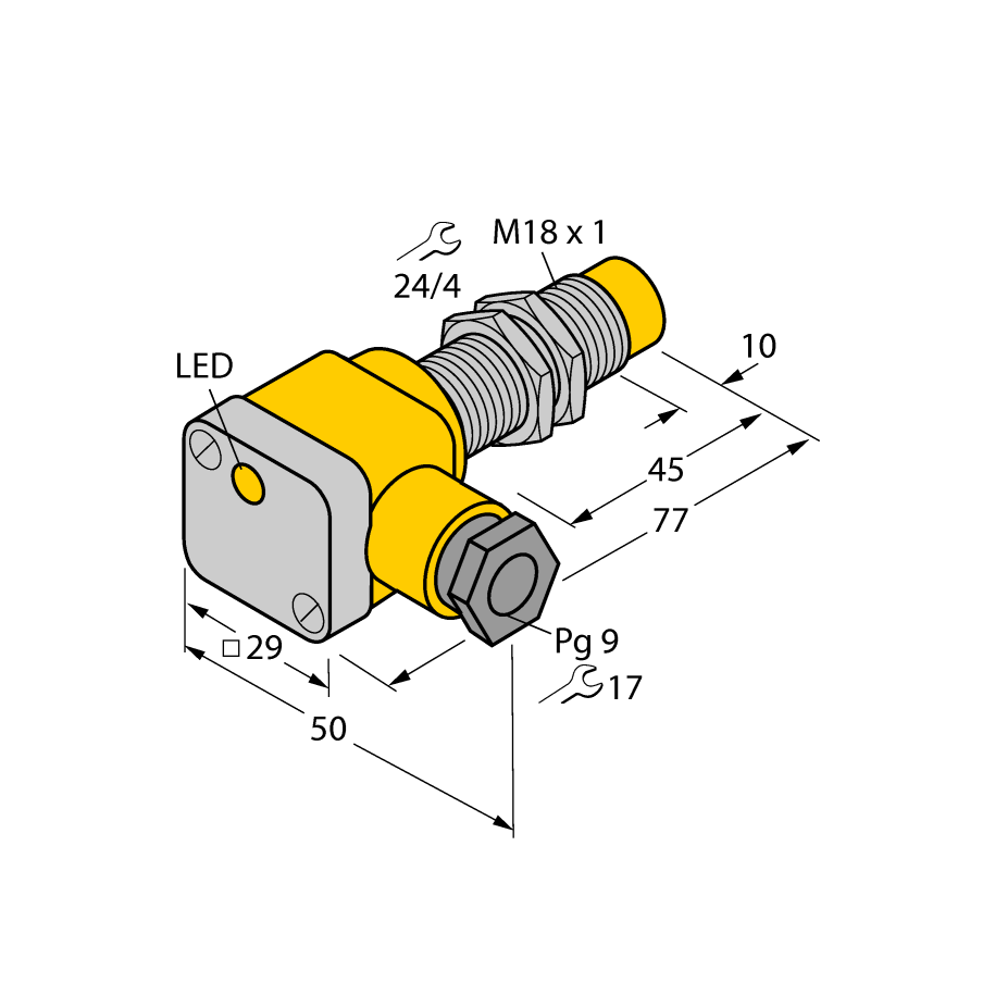 Czujnik indukcyjny M18, strefa 12 mm, polaryzacja PNP, funkcja NO, zasilanie 10-30 VDC NI12U-EG18SK-AP6X 1645400