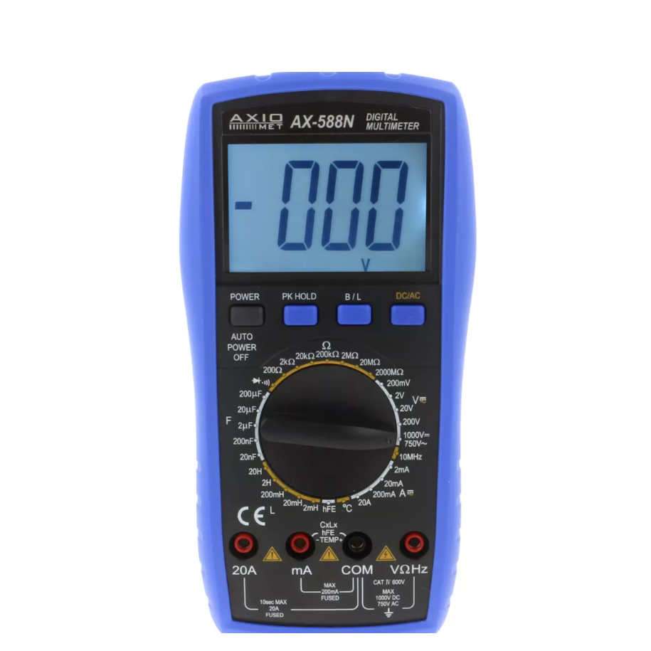 Multimetr cyfrowy; LCD; 3,5 cyfry; I DC: 1uA÷2mA,20mA,200mA,20A AX-588N