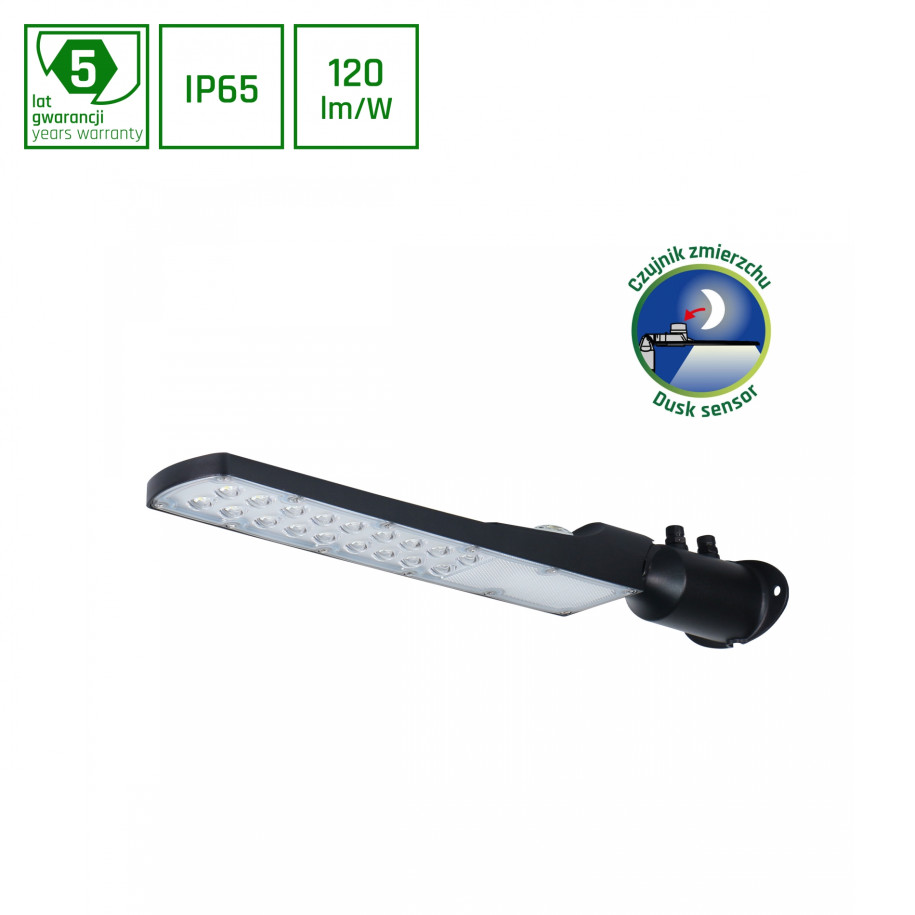 Oprawa uliczna z czujnikiem zmierzchowym STREETOS SLIM 50W NW 230V 140/185st IP65 czarna SLI027021NW_PW