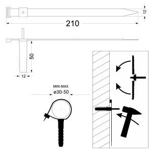 Uchwyt paskowy z kołkiem szybkiego montażu USMPK-12 biały 12mm 25szt.