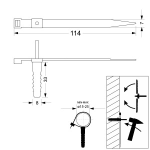 Uchwyt paskowy szybkiego montażu z kołkiem 85mm biały USMPK-8 8mm 50 szt.