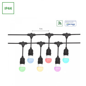 Girlanda 10mb (2*1,5mm2) z 10 gn E27 wodoodpornymi IP44 + gn. podł. (bez żarówek) WOJ+14342