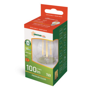 LED kulka E27 230V 1W COG WW 2700K clear 14581