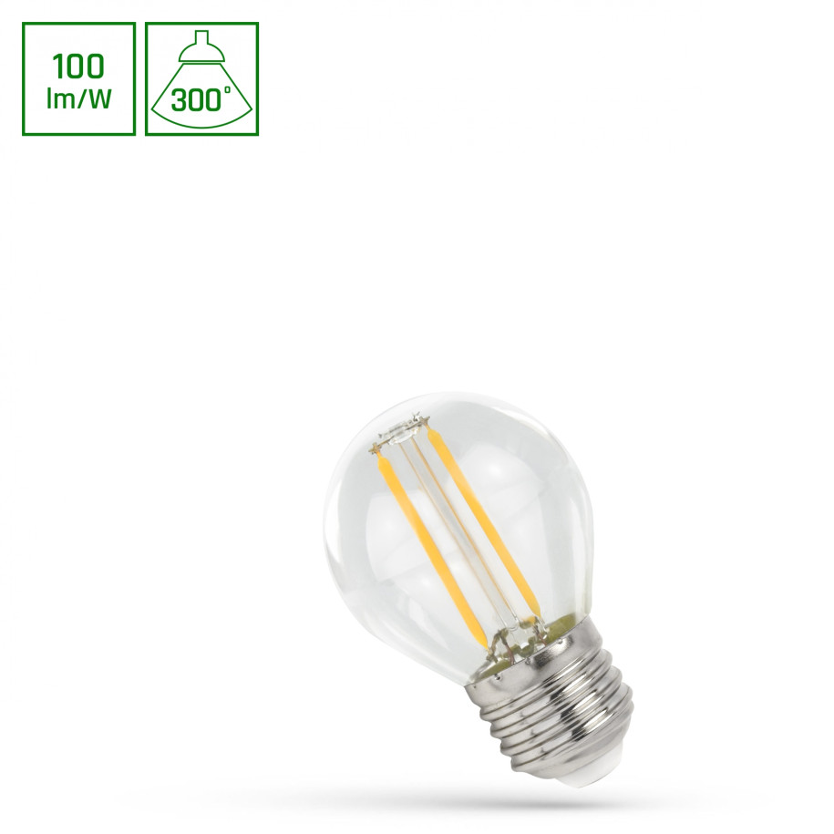 LED kulka E27 230V 1W COG WW 2700K clear 14581