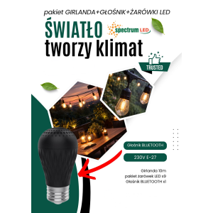 Pakiet girlanda 10mb + głośnik WIFI + żarówki LED 9 x E27 1,5W 2700K