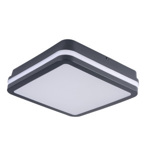 Plafon LED KANLUX BENO 12/18W CCT z czujnikiem mikrofalowym, kwadratowy, grafitowy, IP65