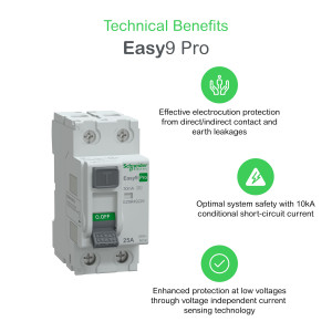 Wyłącznik różnicowoprądowy Schneider Electric Easy9 PRO 2P 25A 30mA typ A 240V EZ9R49225