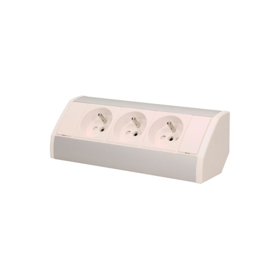 Gniazdo meblowe 3x2P+Z, biało-srebrne OR-GM-9001/W-G