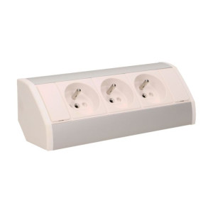 Gniazdo meblowe 3x2P+Z, biało-srebrne OR-GM-9001/W-G