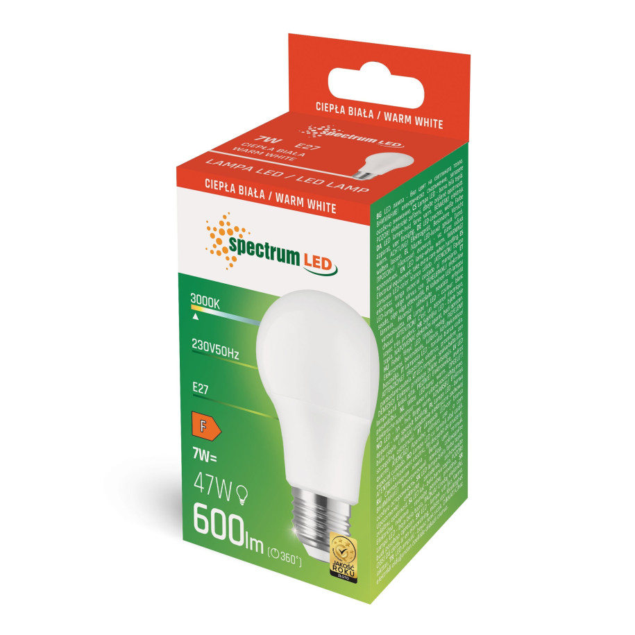 LED GLS E-27 230V 7W 3000K 600lm WOJ+13900