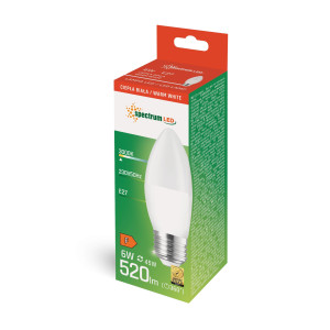 LED ŚWIECOWA E-27 230V 6W 3000K 520lm WOJ+13061