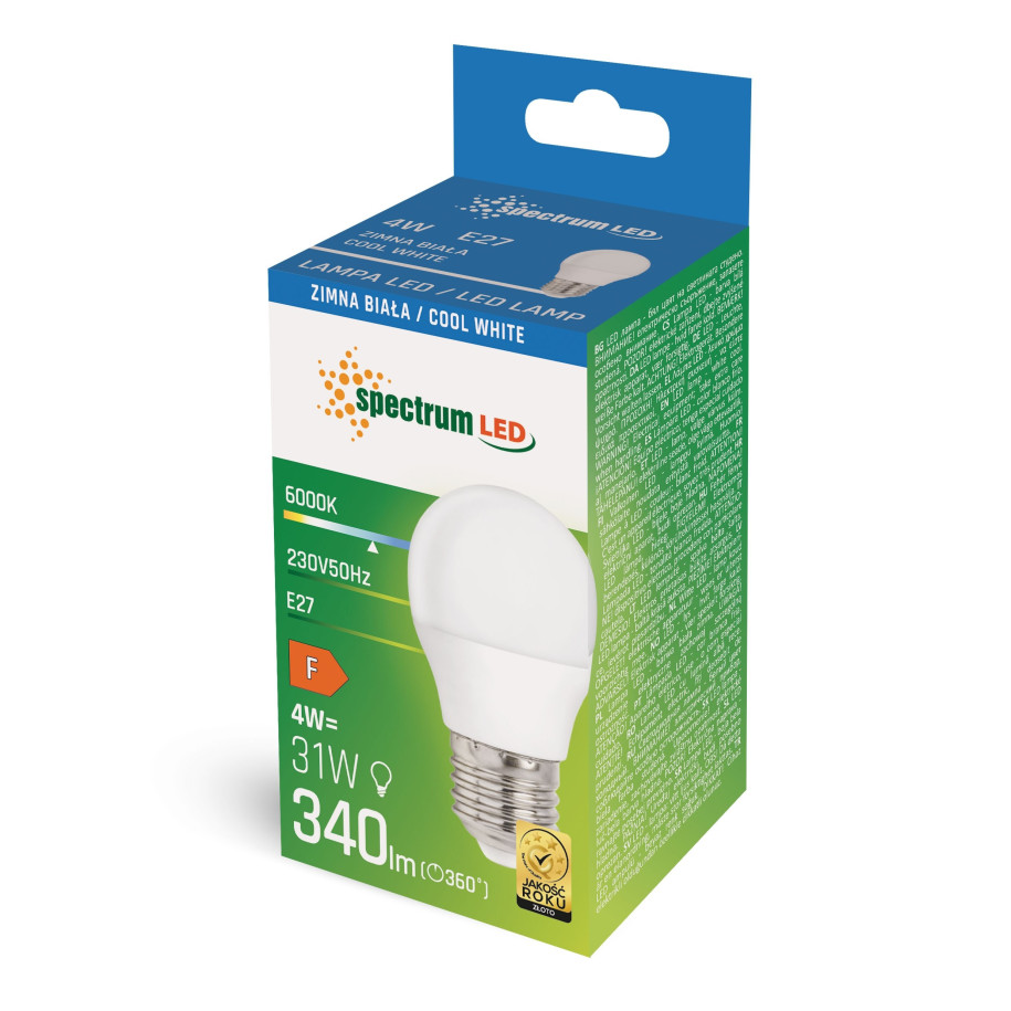LED KULKA E-27 230V 4W 6500K 320lm WOJ+13033