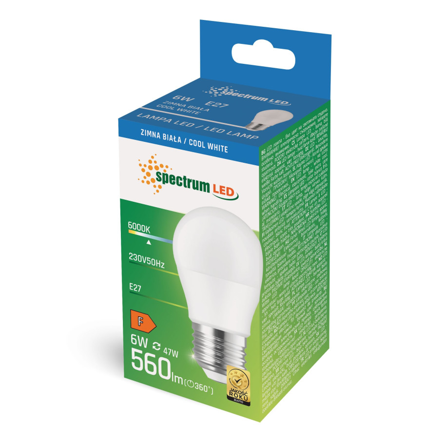 LED KULKA E-27 230V 6W 6500K 560lm WOJ+13025