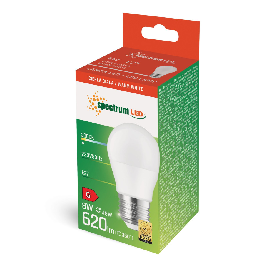 LED KULKA E-27 230V 8W 3000K 710lm WOJ+14218