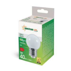 LED KULKA E-27 230V 1W BIAŁA WOJ+11794