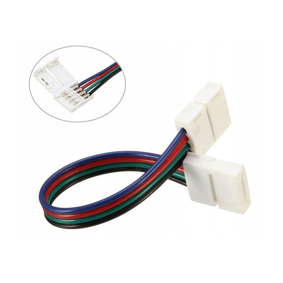 Złączka do taśmy LED 10mm zatrz. RGB z kablem x2