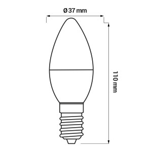 Lampa LED E14 C37 8W 900Lm 3000K 200° Fi37x100 ORO-E14-C37-TOTO-8W-WW