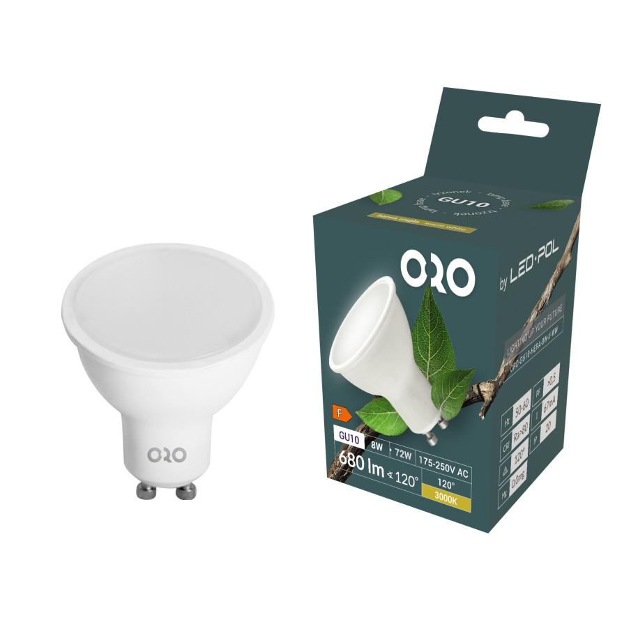 Lampa LED GU10 8W 680lm 3000K 120° Fi50x55 ORO-GU10-HERA-8W-II-WW ORO01041