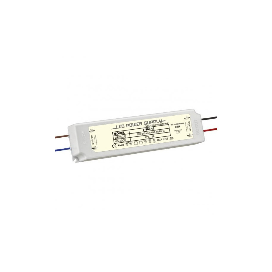 Zasilacz do taśm LED F-S60-12 60W 12V IP67