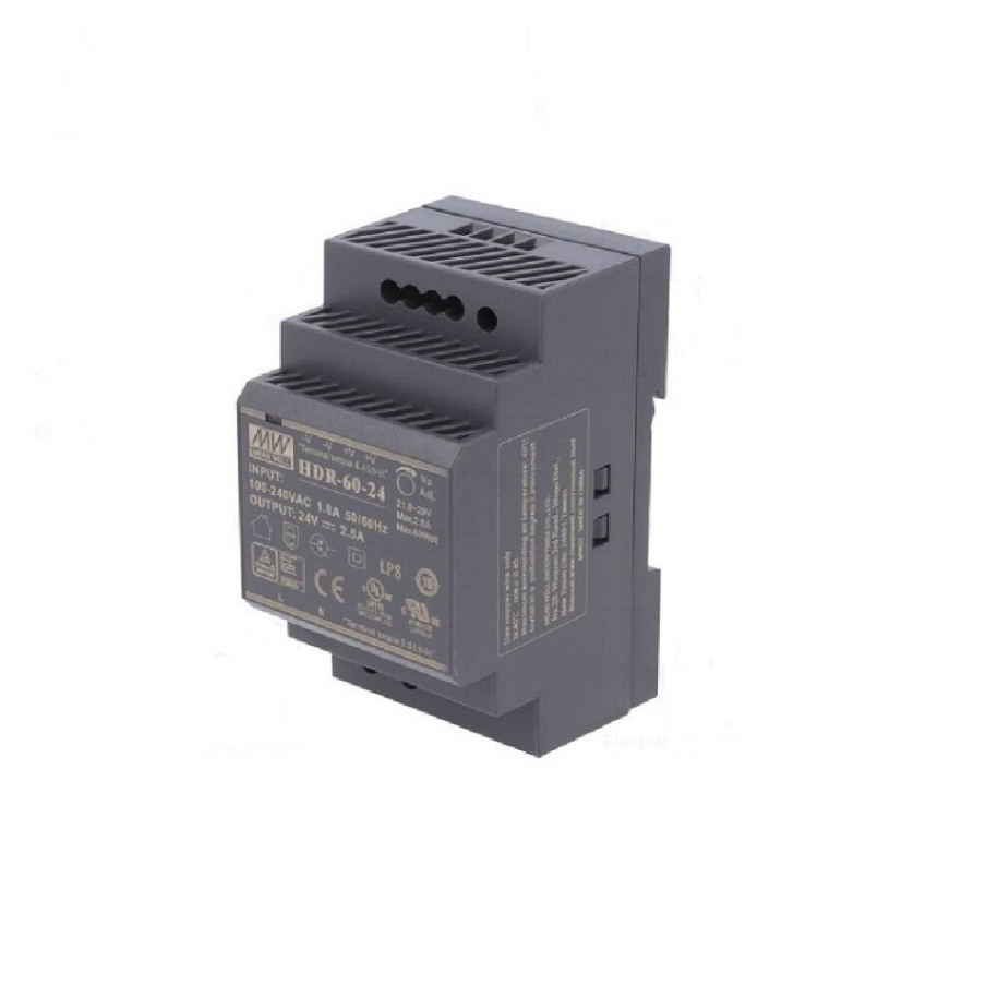Zasilacz na szynę DIN 60W 12V 5A HDR-60-12 Mean Well