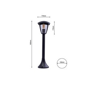 Lampa ogrodowa stojąca FOX BLACK 1XE27 Duża EKO3568