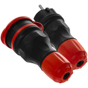 Zestaw EXTREM wtyczka + gniazdo 16A 2P+Z 250V IP54 czarny/czerwony ZWG-54