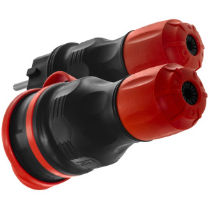 Zestaw EXTREM wtyczka + gniazdo 16A 2P+Z 250V IP54 czarny/czerwony ZWG-54