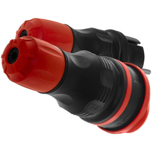 Zestaw EXTREM wtyczka + gniazdo 16A 2P+Z 250V IP54 czarny/czerwony ZWG-54