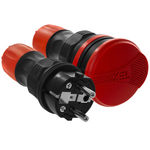 Zestaw EXTREM wtyczka + gniazdo 16A 2P+Z 250V IP54 czarny/czerwony ZWG-54
