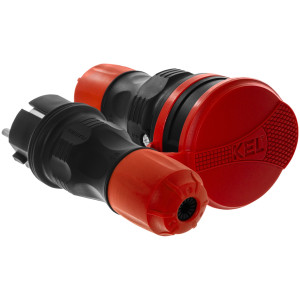 Zestaw EXTREM wtyczka + gniazdo 16A 2P+Z 250V IP54 czarny/czerwony ZWG-54