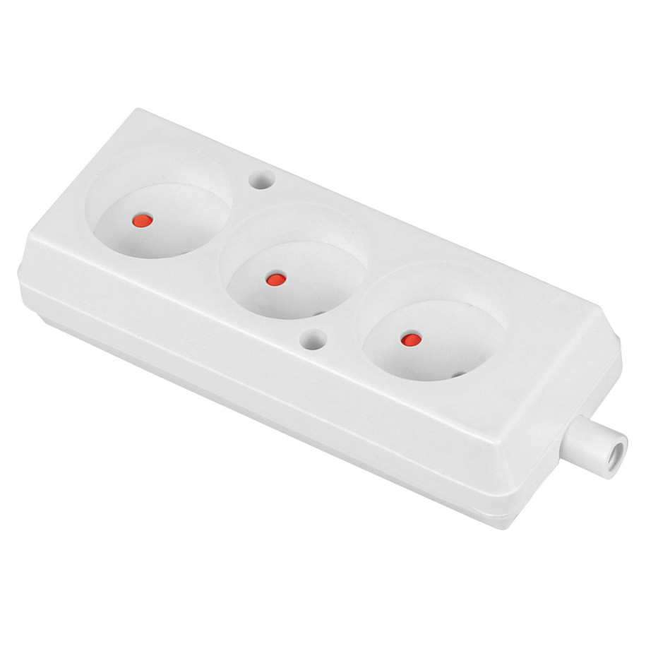 Gniazdo przenośne trzykrotne 16A 2P 250V białe GN-360