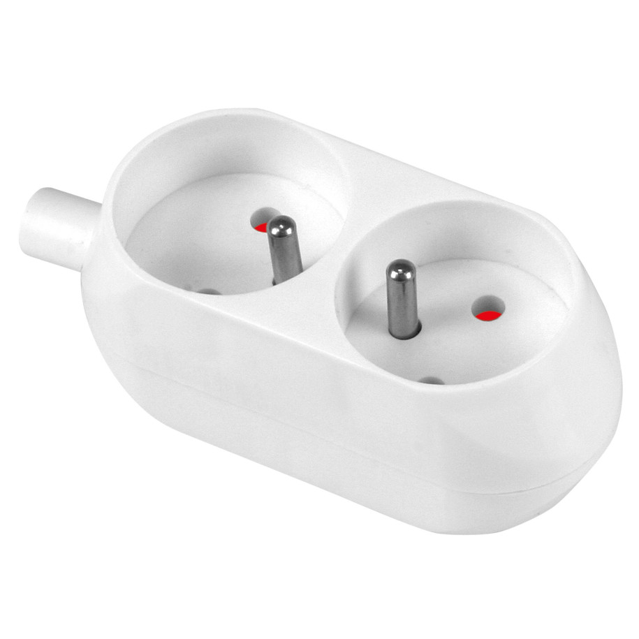 Gniazdo przenośne dwukrotne 16A 2P+Z 250V białe GN-270