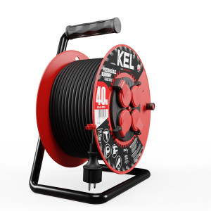 Przedłużacz bębnowy PROFESSIONAL LINE 40m H05RR-F 3x1,5 4xGS /+termik/ 16A IP44 czarny