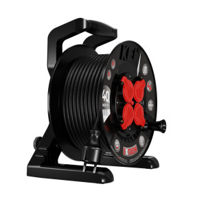 Przedłużacz bębnowy EXTREM LINE 4x2p+Z IP44 16A H05RR-F 3X2,5 40mb CZARNY PB-EXT/40M/3X2,5/H05RR-F/CZARNY