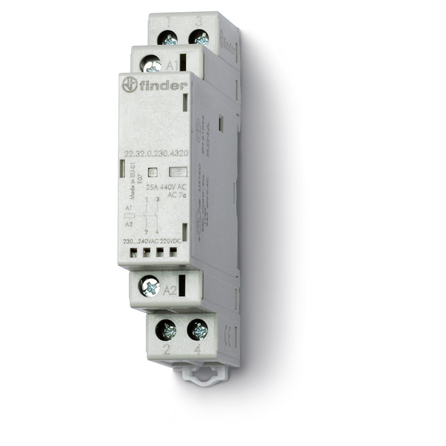 Stycznik modułowy 2Z 25A 230V AC/DC, wskaźnik zadziałania + LED, 17,5mm 22.32.0.230.4320